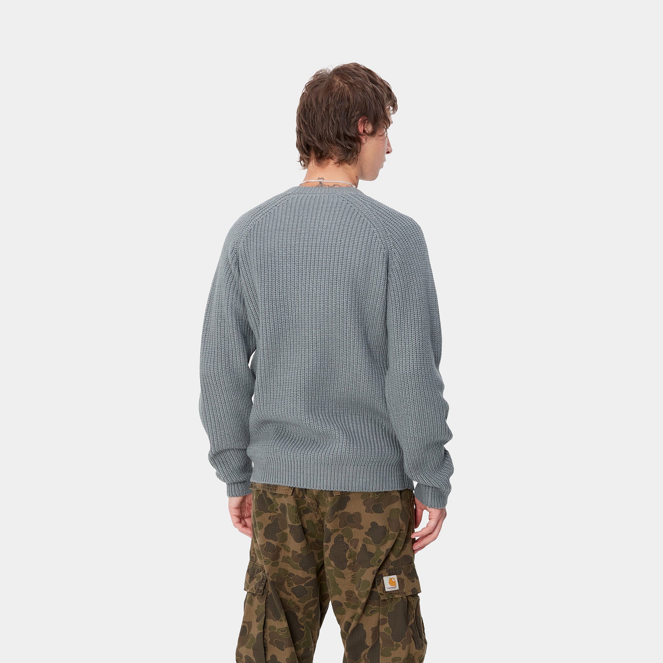 Men's Forth Sweater-Dove Grey-Model Back View