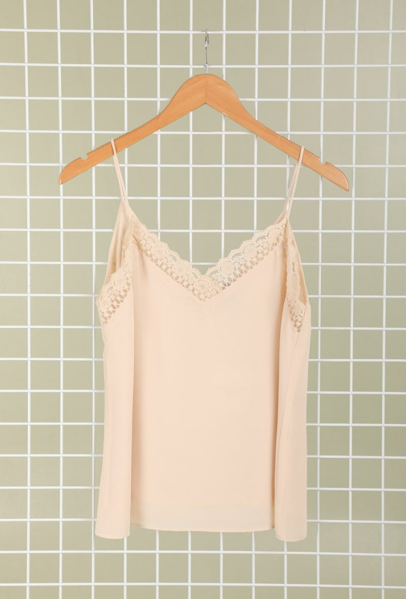 Cream Tank Top With Lace