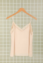 Paris Fashion Cream Tank Top With Lace CREAM back view