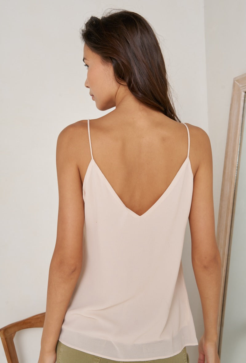 Cream Tank Top With Lace-Back view