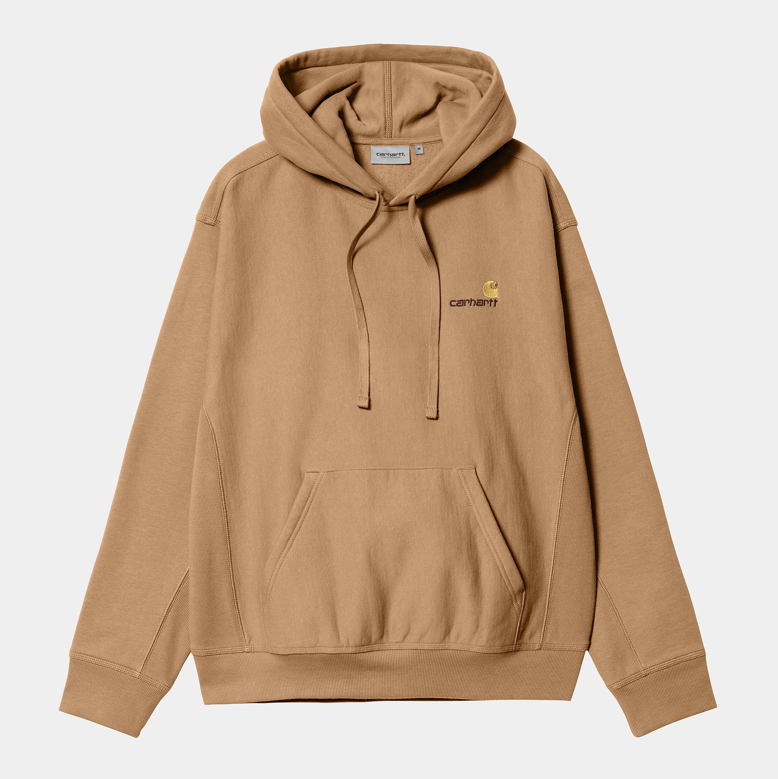 Men's Hooded American Script Sweat-Peanut-Front View