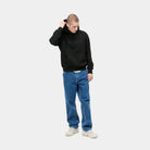 Men's Hooded Carhartt Sweat-Black / Black-Model Full Front View
