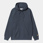 Carhartt WIP Hooded Chase Sweat-Dusky Blue / Gold Dusky Blue / Gold front view