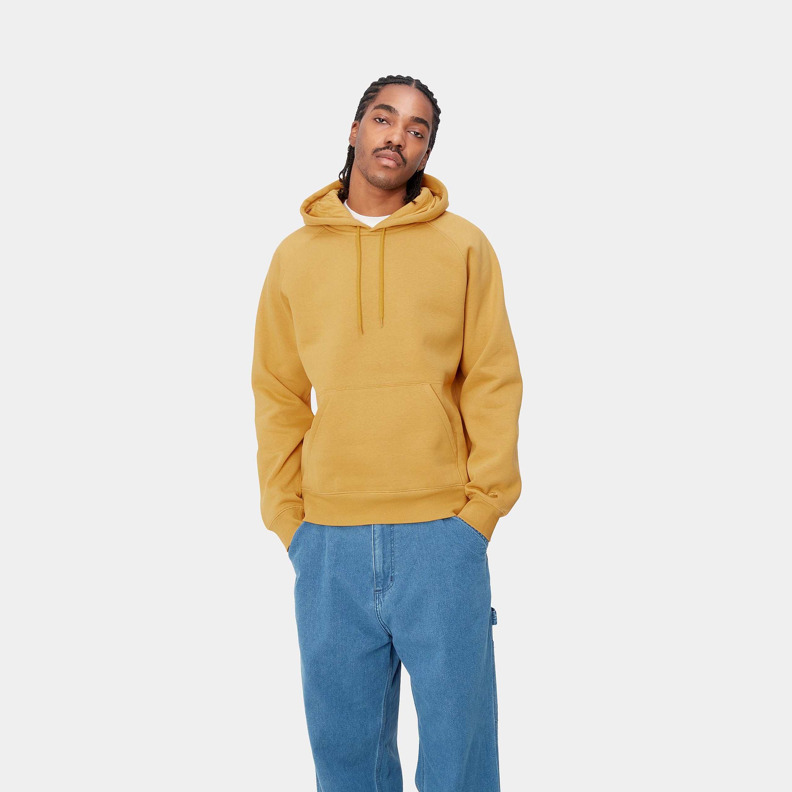 Men's Hooded Chase Sweat-Sunray / Gold-Model Front View