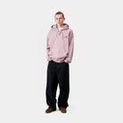 Carhartt WIP Hooded Nelson Sweat-Hortensia Hortensia model front view