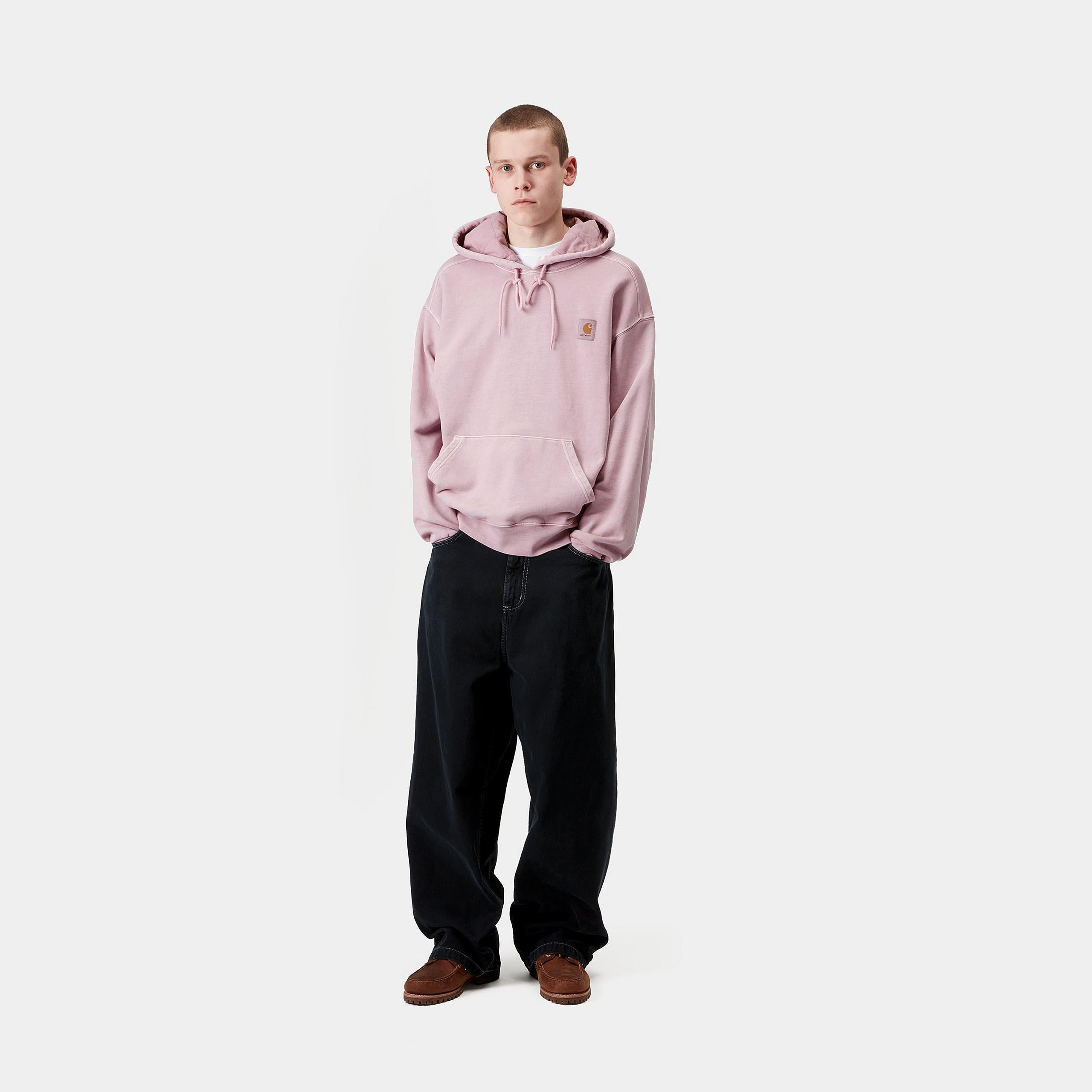 Carhartt WIP Hooded Nelson Sweat-Hortensia Hortensia model front view