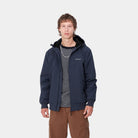 Carhartt WIP Hooded Sail Jacket-Air Force Blue / White Air Force Blue / White front view