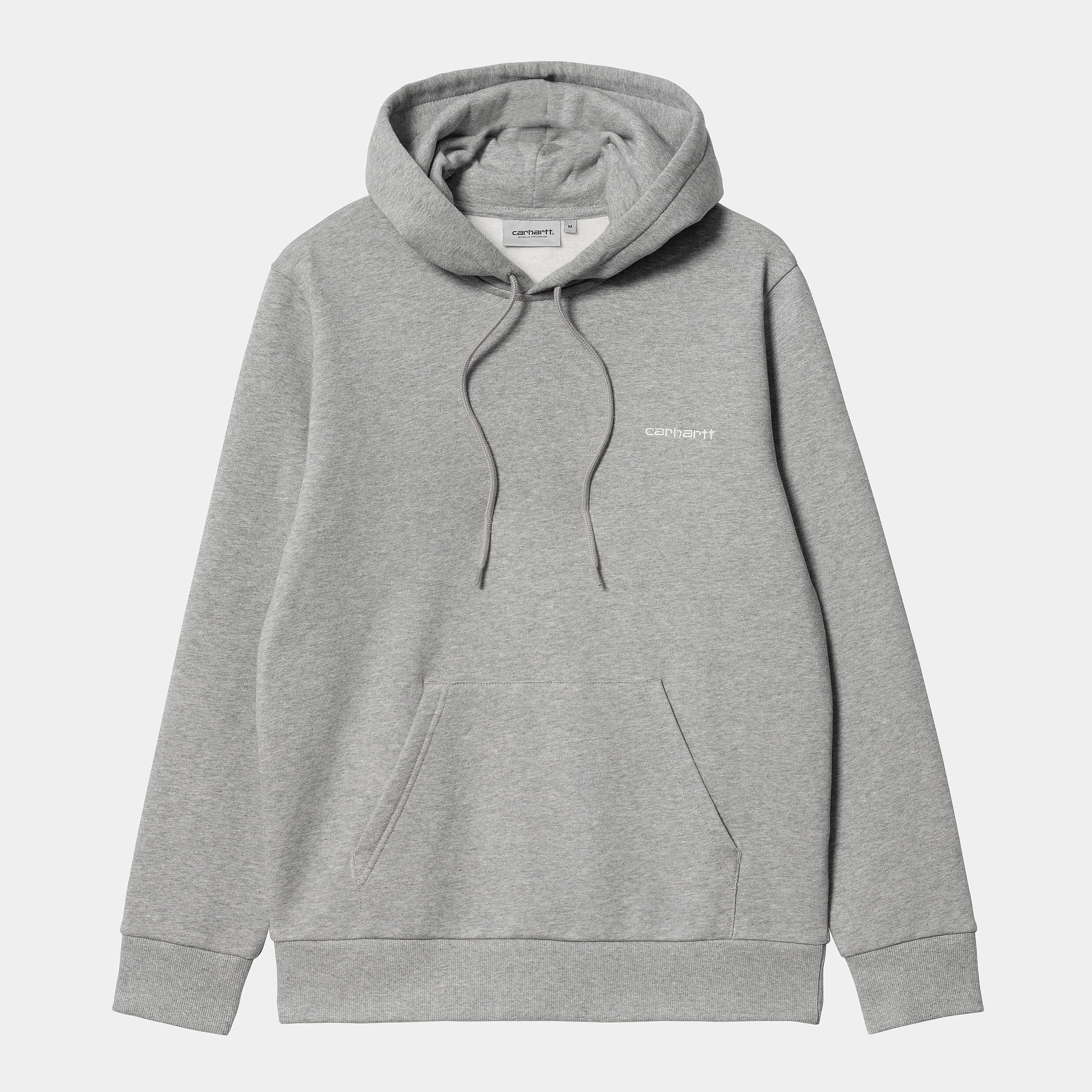 Hooded Script Embroidery Sweat-Grey Heather / White