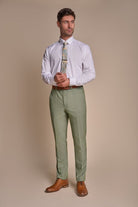 House of Cavani Caridi Sage Trousers Sage model front view