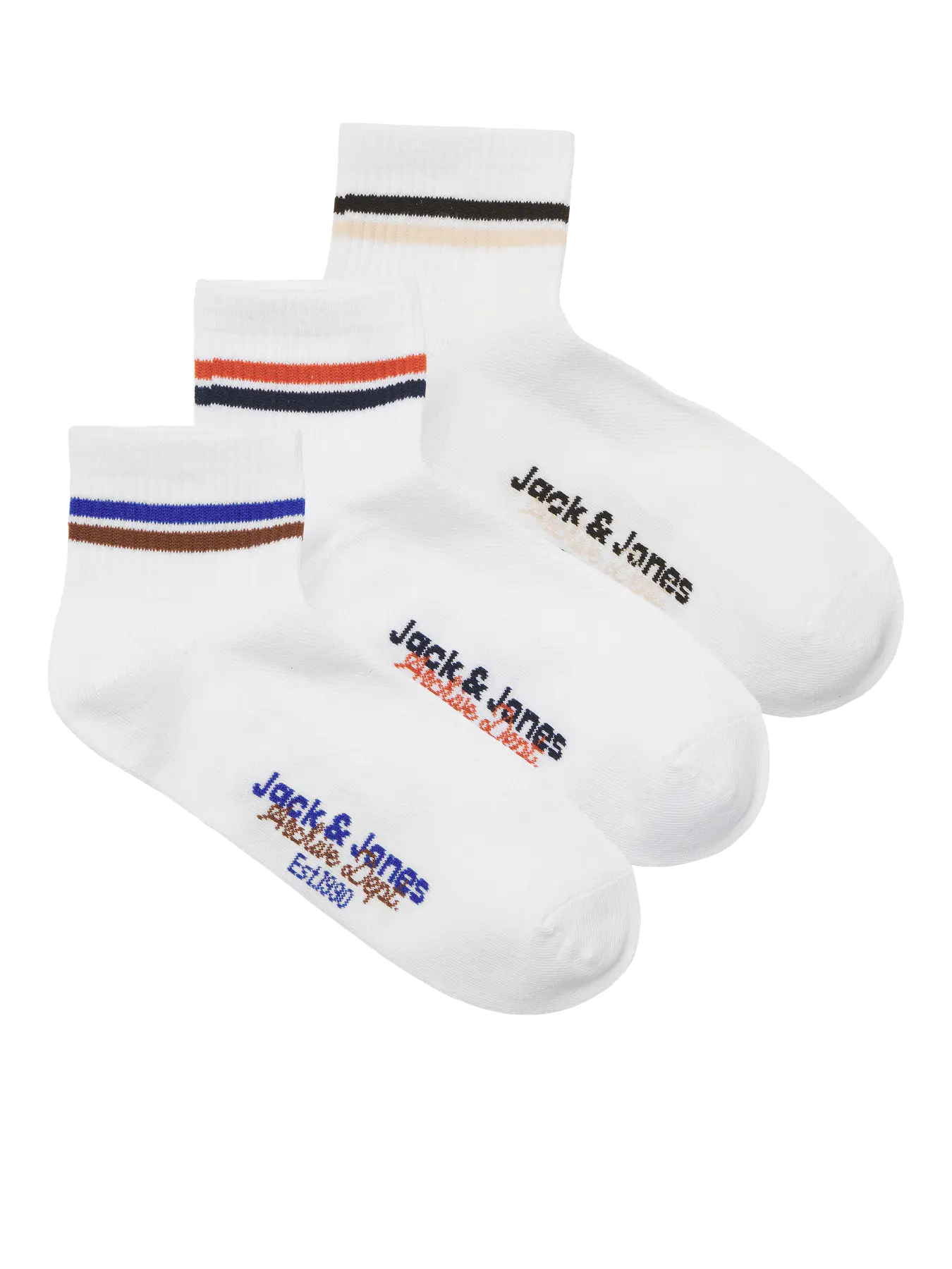 Jack Jones Youths Boston Short Tennis Socks 3 Pack Junior-Bright White Bright White front view