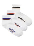 Jack Jones Youths Boston Short Tennis Socks 3 Pack Junior-Bright White Bright White front view