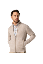 DARIO BELTRAN Full Zip Knit Sand Cardigan SAND front view