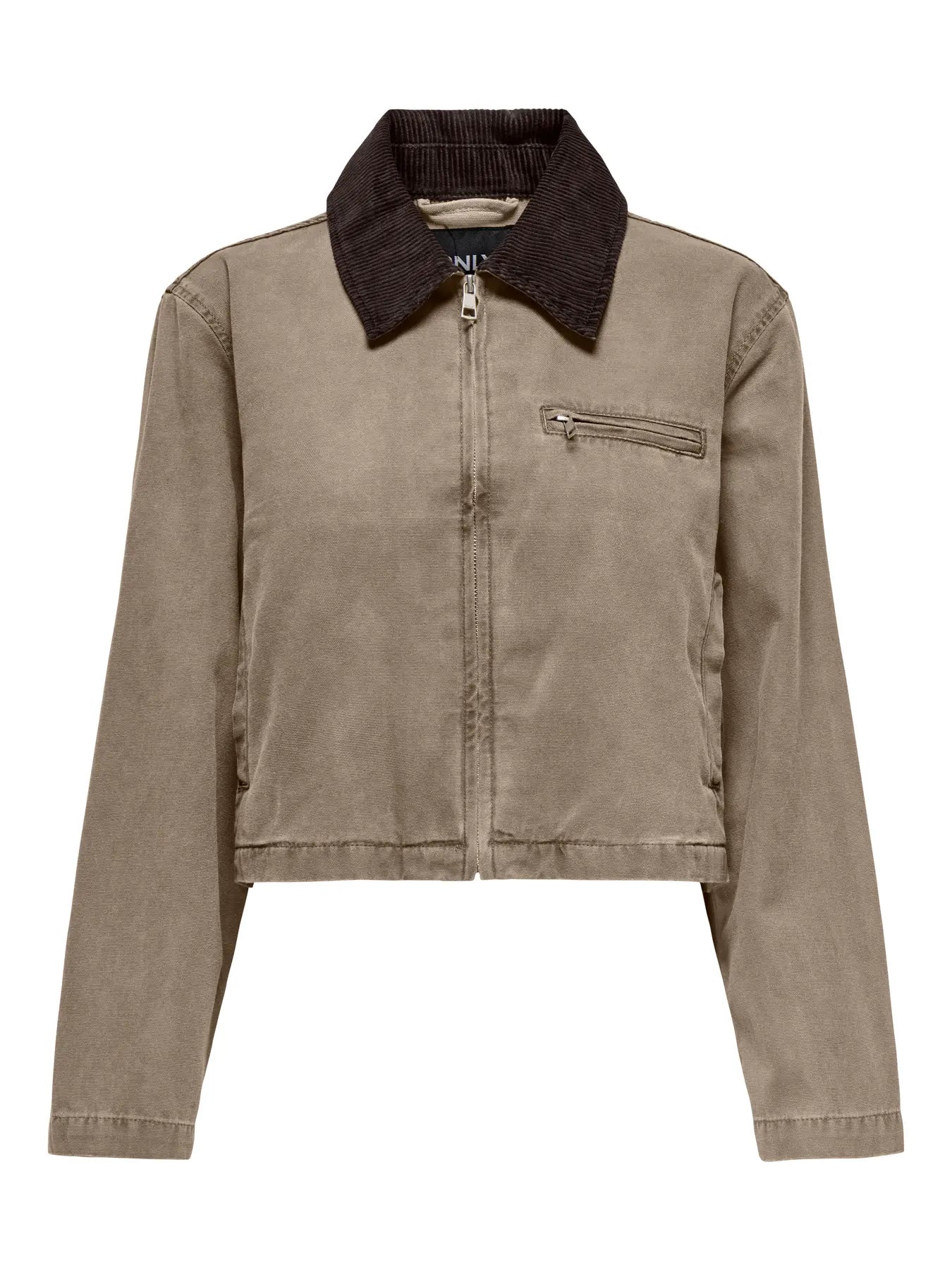 ONLY Cava Collar Jacket - Silver Mink/Chocolate Torte Silver Mink/Chocolate Torte model front view