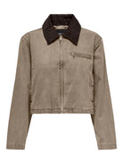 ONLY Cava Collar Jacket - Silver Mink/Chocolate Torte Silver Mink/Chocolate Torte model front view