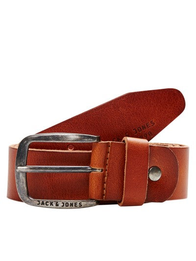 JACK & JONES Paul Leather Belt by Jack Jones BLACK COFFEE model front view