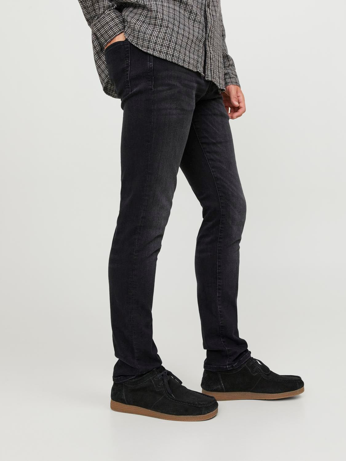 JACK & JONES Glenn Icon 557 Slim Black Washed Jeans BLACK DENIM back view