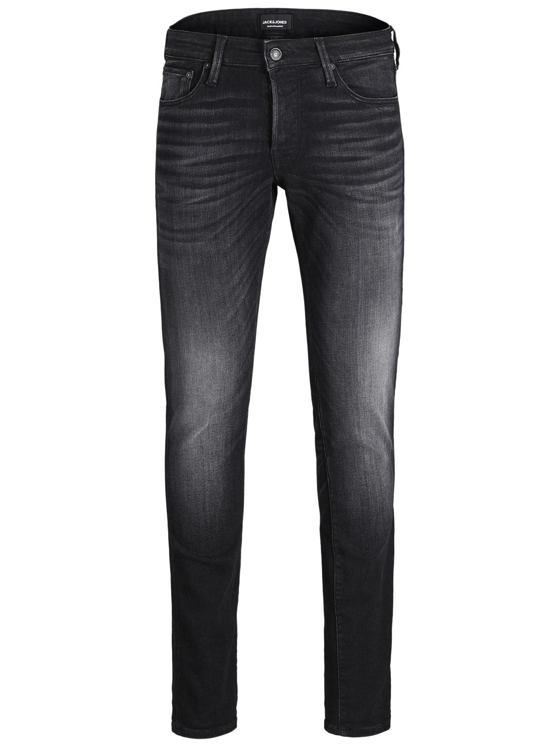 JACK & JONES Glenn Icon 557 Slim Black Washed Jeans BLACK DENIM flat front view