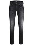 JACK & JONES Glenn Icon 557 Slim Black Washed Jeans BLACK DENIM flat front view