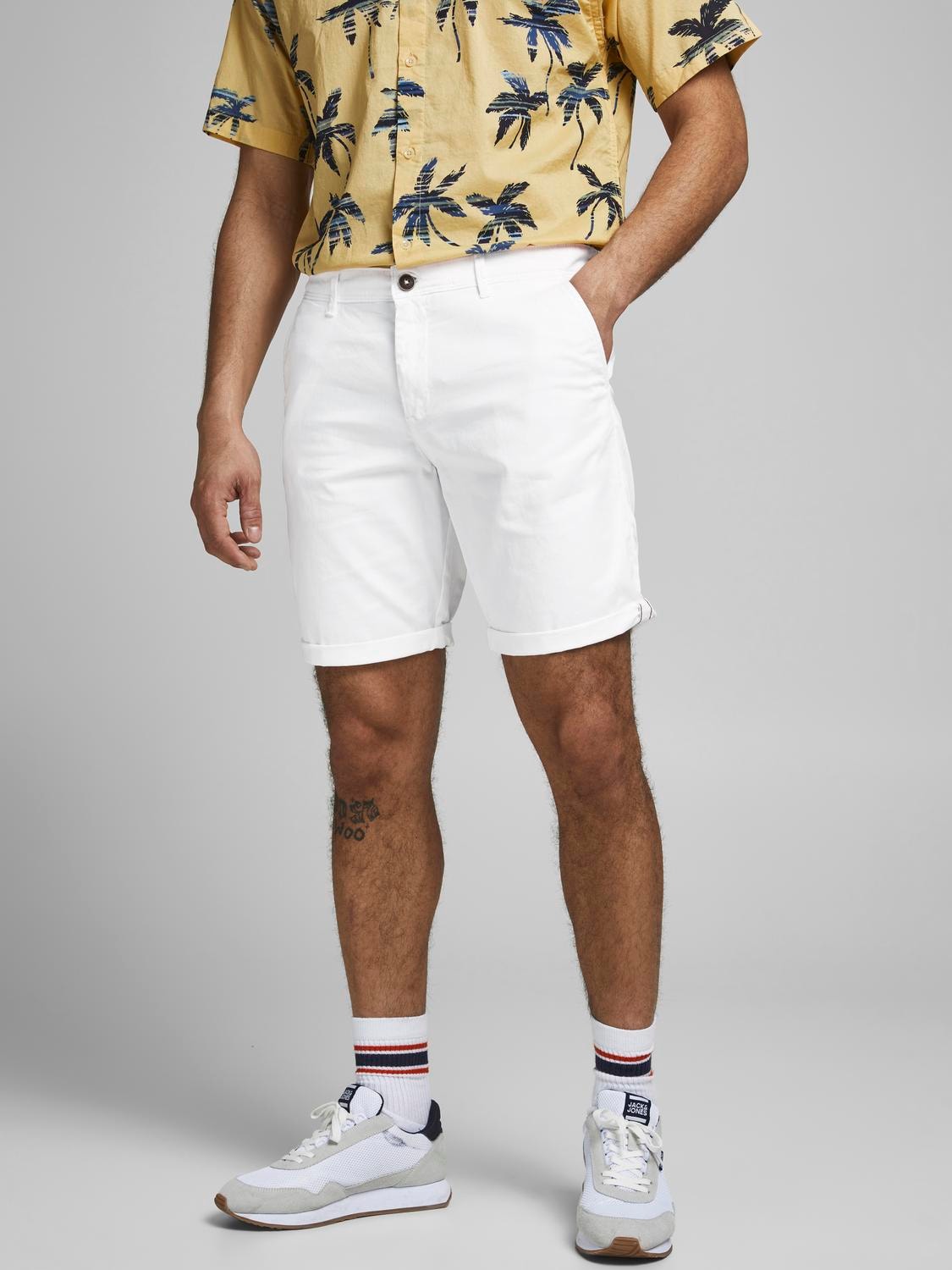 Men's Bowie Shorts Solid-White-Model Fronnt View