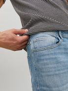 JACK & JONES Mike 011 Relaxed Tapered Fit Jeans BLUE DENIM flat front view