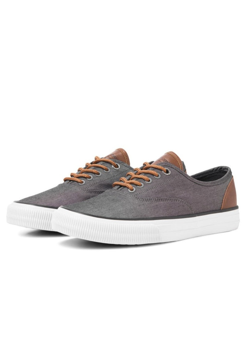 JACK & JONES Curtis Casual Chambray Grey Canvas Trainer Chambray Grey front view