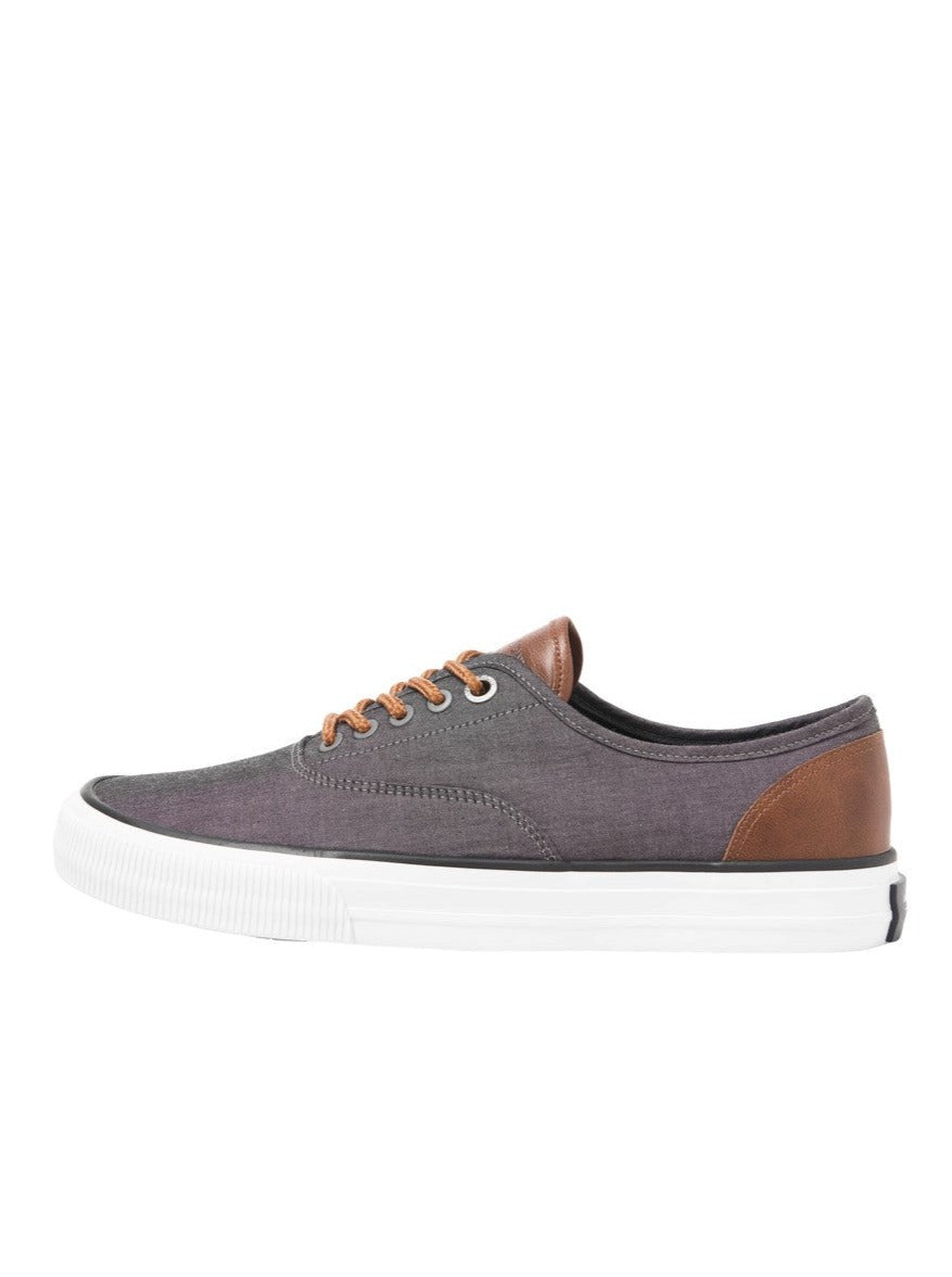 Curtis Casual Chambray Grey Canvas Trainer-Side view