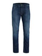 JACK & JONES Mike 211 Relaxed Tapered Fit Jeans BLUE DENIM flat front view