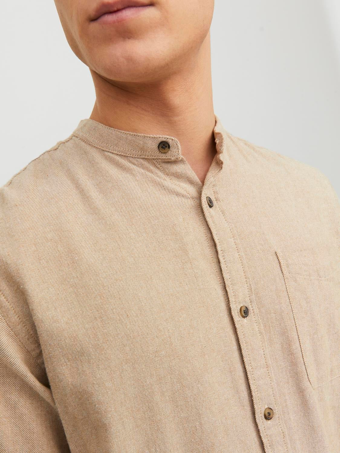 Band Melange Grandfather Oatmeal Shirt-Collar view