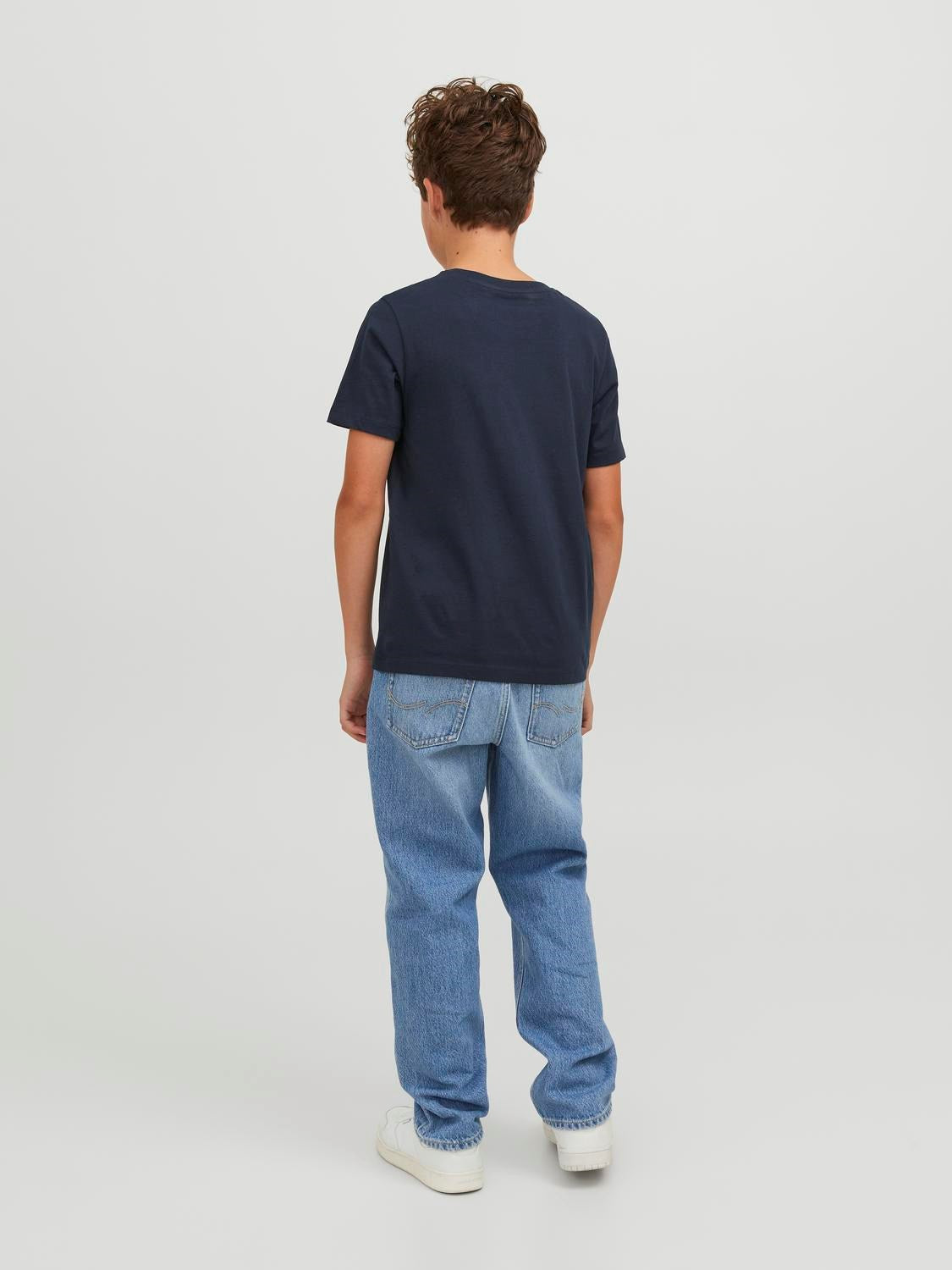 Jack Jones Youths Logo Junior Boy Short Sleeve Tee Cloud Dancer model front view