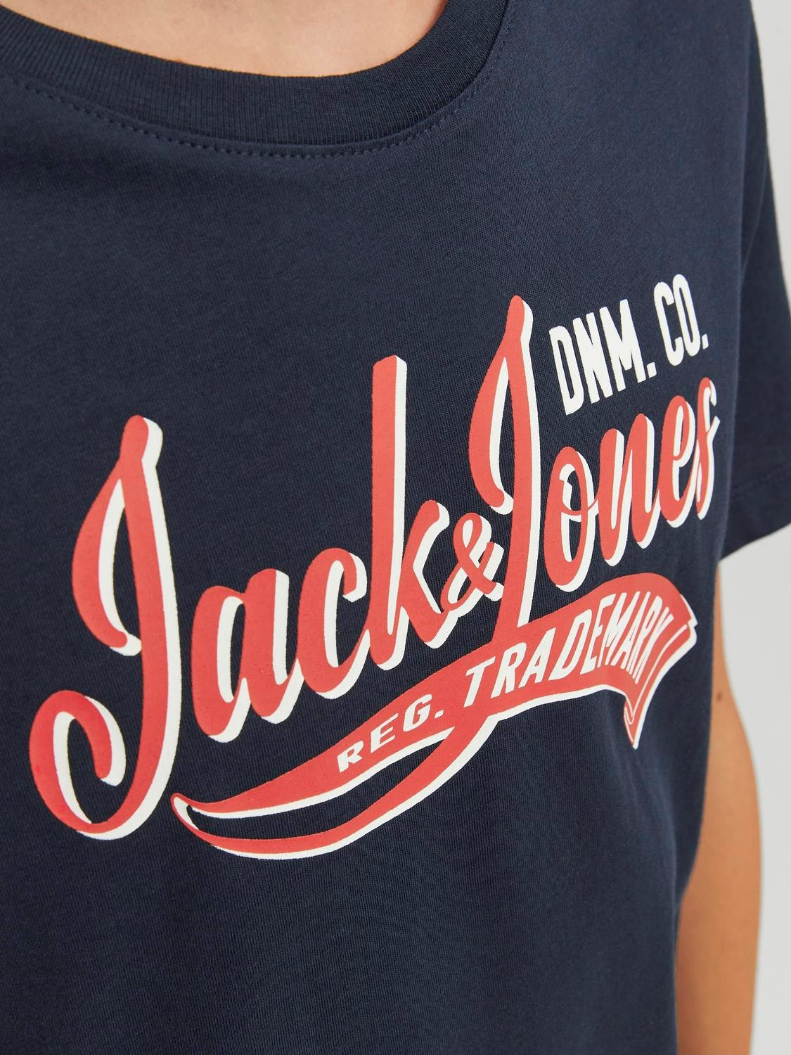 Jack Jones Youths Logo Junior Boy Short Sleeve Tee Navy Blazer detail view