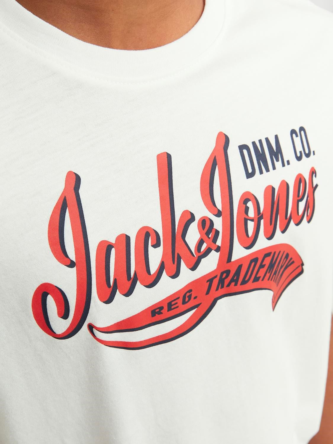 Jack Jones Youths Logo Junior Boy Short Sleeve Tee Cloud Dancer flat front view