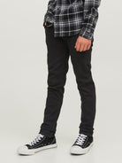 Jack Jones Youths Glenn 072 Junior Boys Black Slim Jean Black model front view