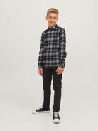 Jack Jones Youths Glenn 072 Junior Boys Black Slim Jean Black front view