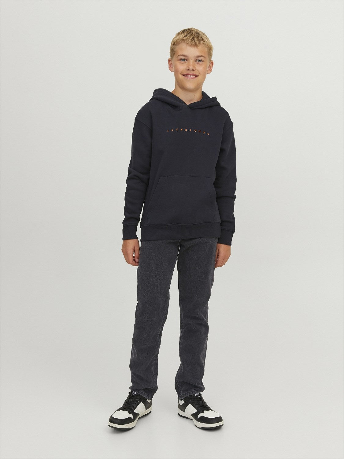Jack Jones Youths Clark 912 Junior Boy Black Straight Jean Black front view