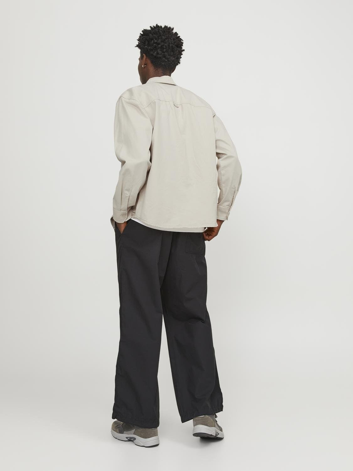Men's Collective Zac Overshirt Long Sleeve-Moonbeam-Model Back View