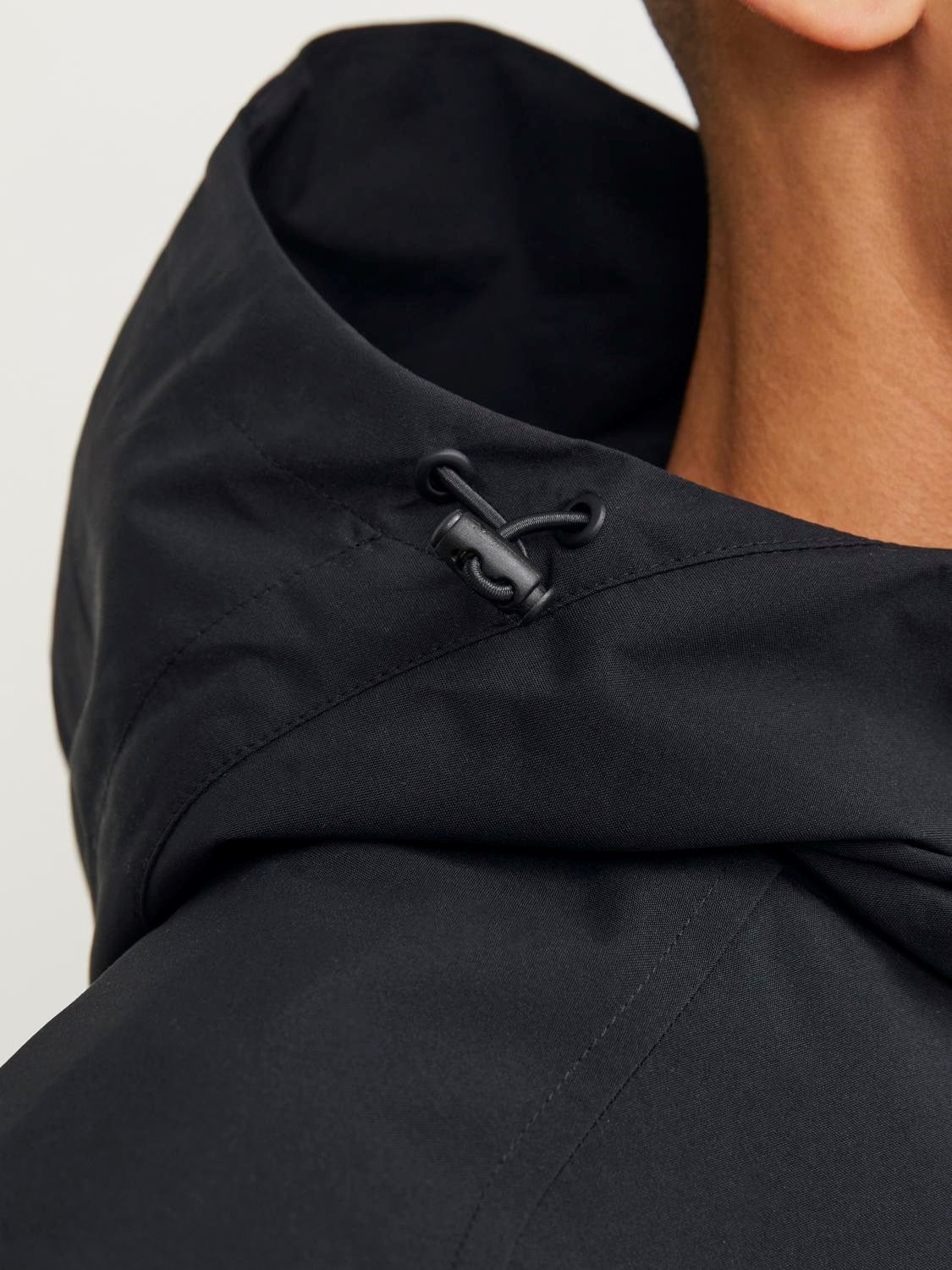 Men's Classic Ben Overshirt Long Sleeve Relaxed-Black-Hood View