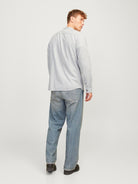 JACK & JONES Band Melange Grandfather Shirt-Light Grey Light Grey Melange model front view