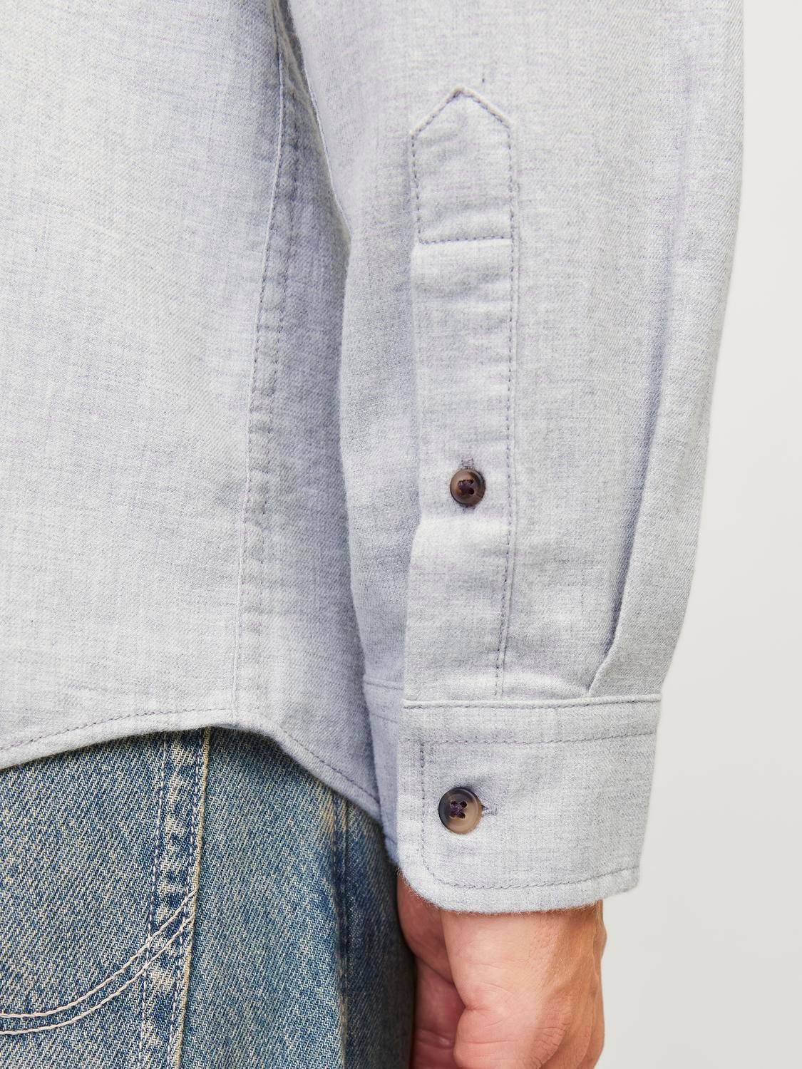 JACK & JONES Band Melange Grandfather Shirt-Light Grey Light Grey Melange side view
