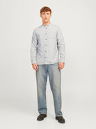 JACK & JONES Band Melange Grandfather Shirt-Light Grey Light Grey Melange detail view