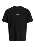 JACK JONES CORE Stance Minimal Text Tee-Black Black front view