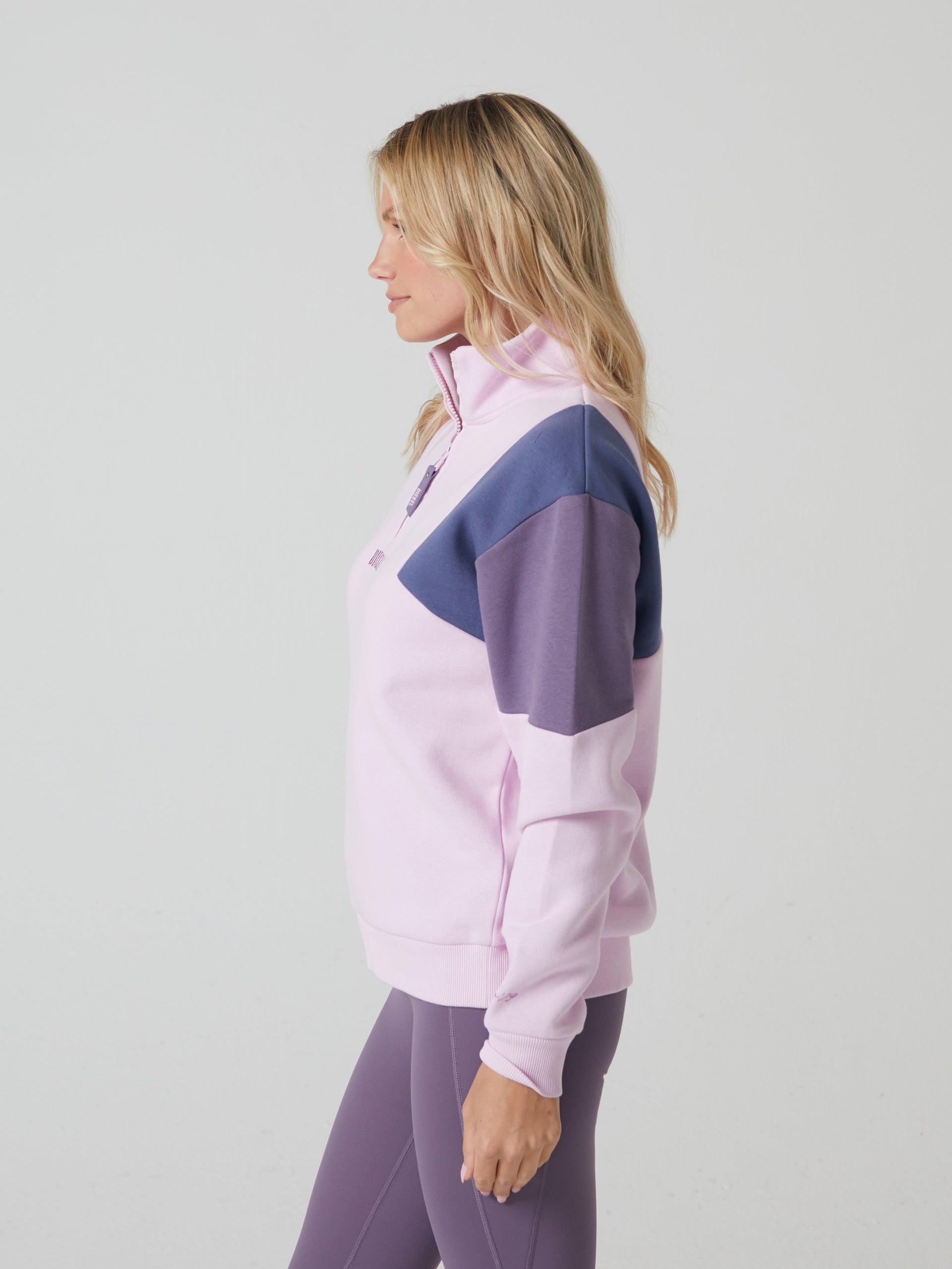 Ladies Golda Half Zip - Pink Quartz-Side View