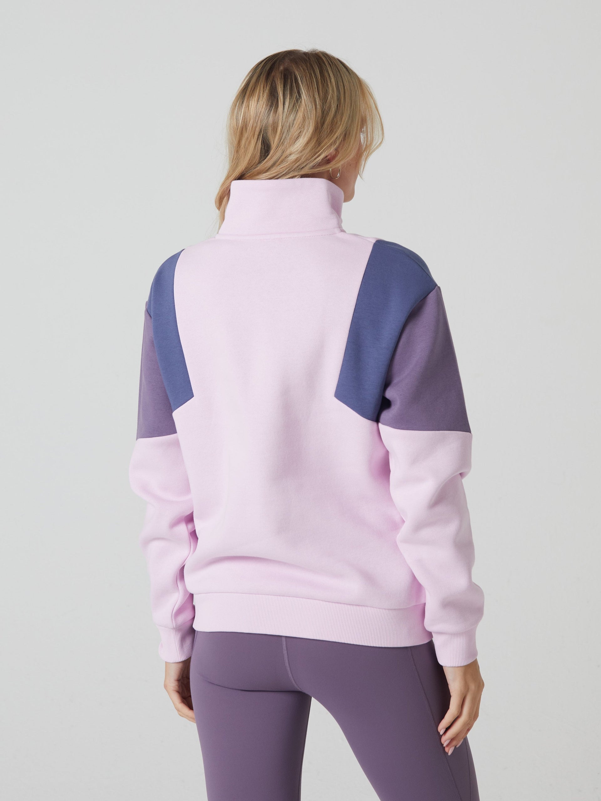 Ladies Golda Half Zip - Pink Quartz-Back View