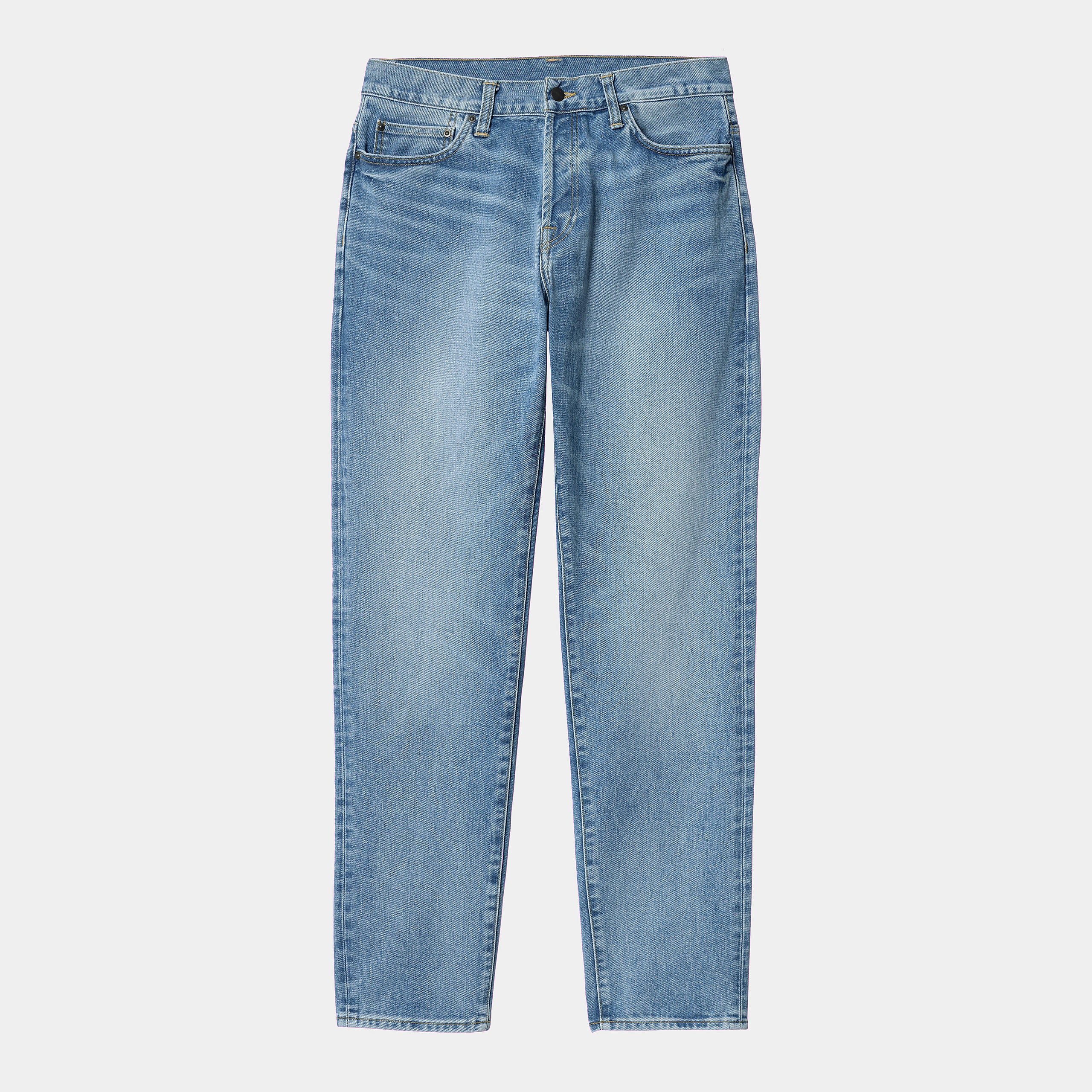 Carhartt WIP Klondike Pants-Light Used Wash BLUE side view