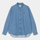 Carhartt WIP Long Sleeve Lucas Shirt-Blue Stone Washed Blue front view