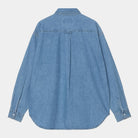 Carhartt WIP Long Sleeve Lucas Shirt-Blue Stone Washed Blue model front view