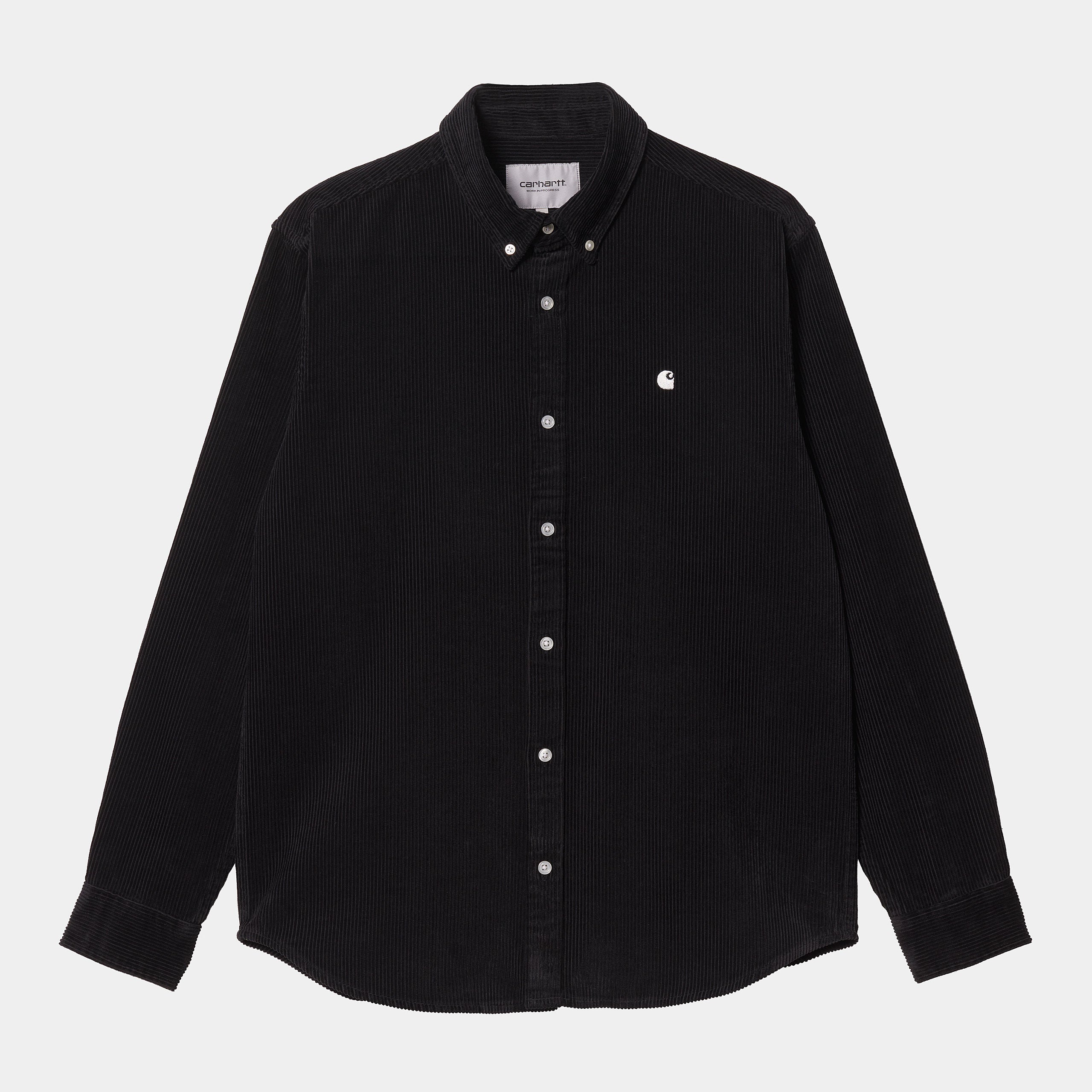Men's Long Sleeve Madison Cord Shirt-Black / Wax-Ghost Front View