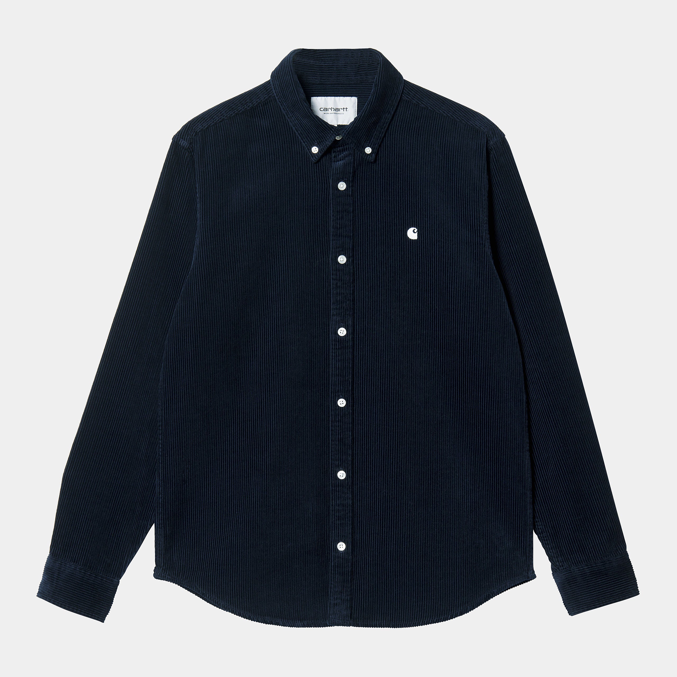 Men's Long sleeve Madison Cord Shirt-Dark Navy / Wax-Ghost Front View