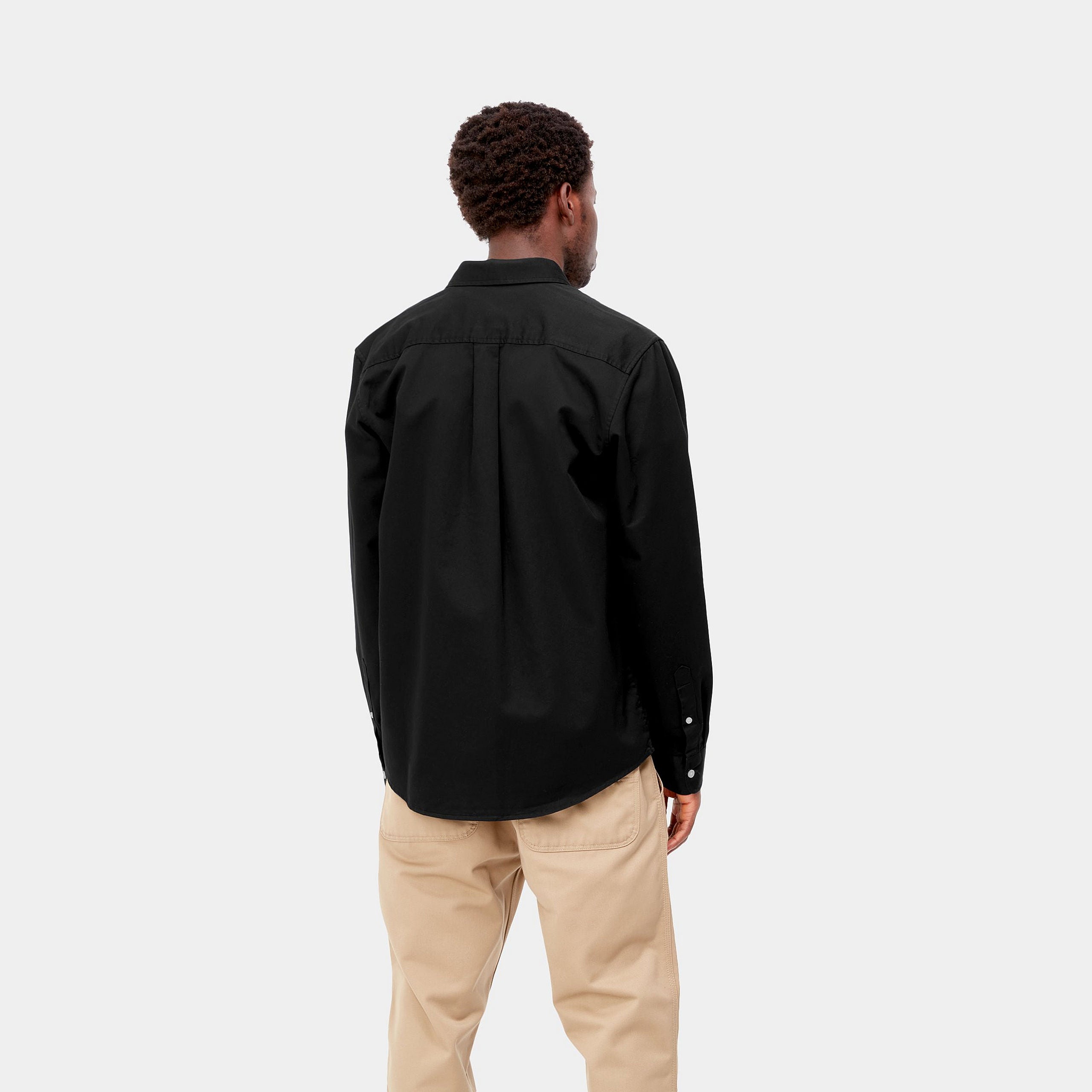 Men's Long Sleeve Madison Shirt-Black / Wax-Back View