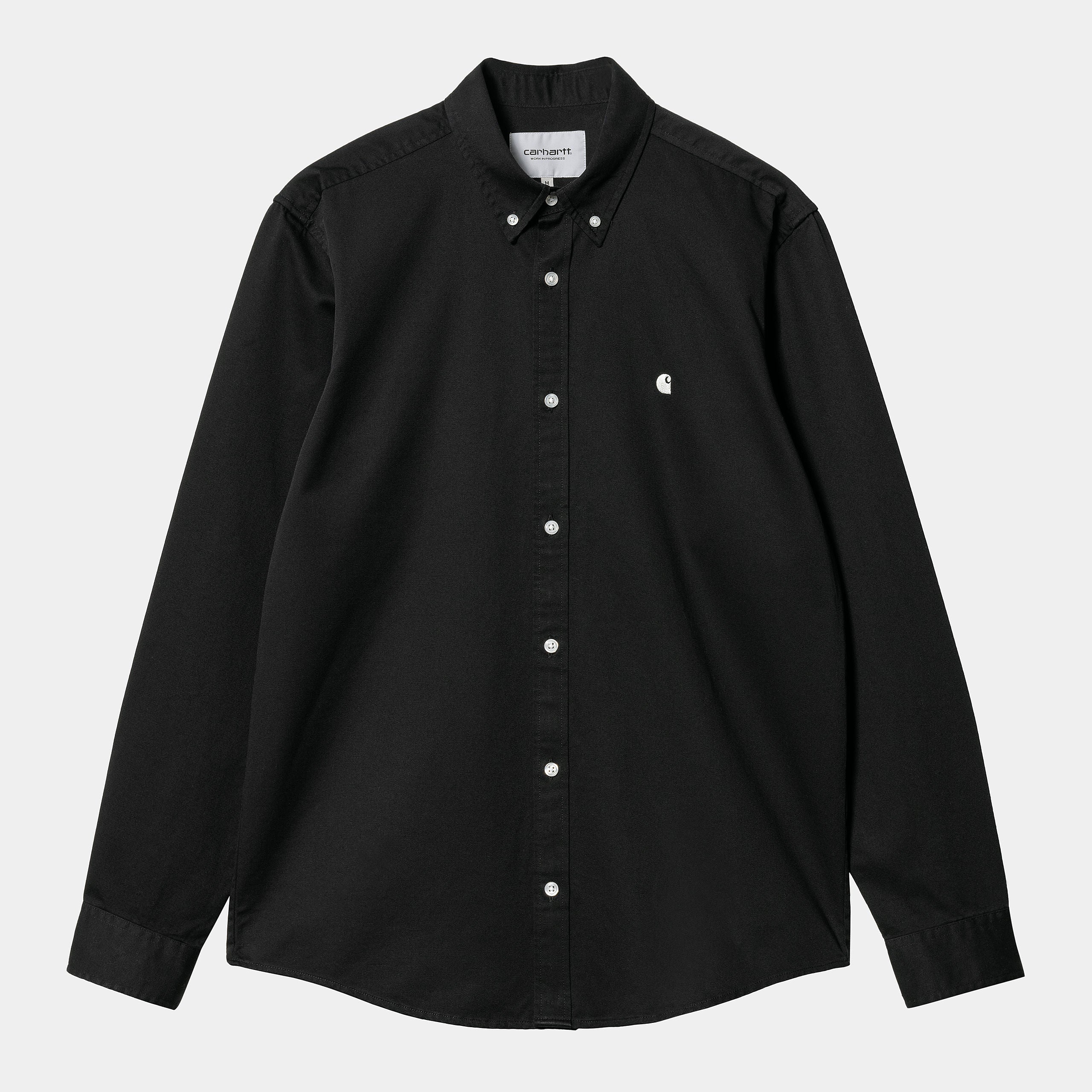 Men's Long Sleeve Madison Shirt-Black / Wax-Ghost Front View