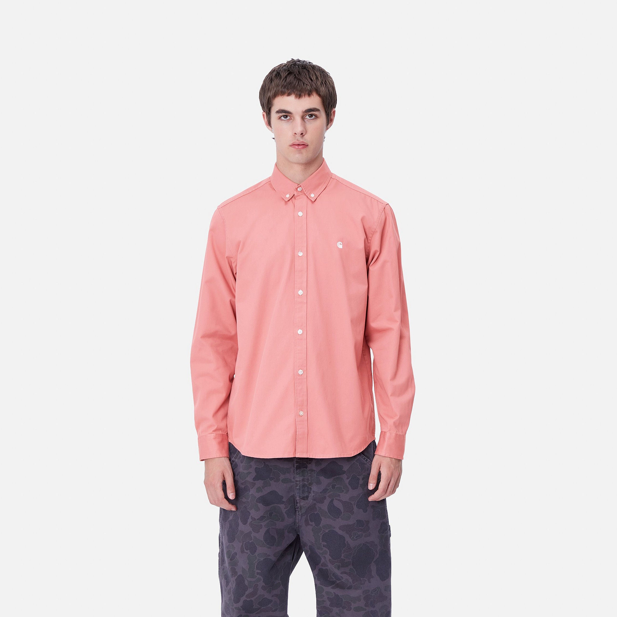 Carhartt WIP Madison Shirt-Dusty Rose / Wax Dusty Rose / Wax flat front view